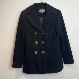 Michael kors pea coat size 8 black and gold
